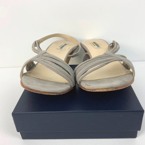 Vintage Giorgio Armani Gray Suede Strappy sandals Heels Sz 39 (8) - Picture 14 of 16